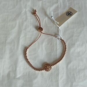 Tory Burch Rope Logo Slider Bracelet Rose Gold